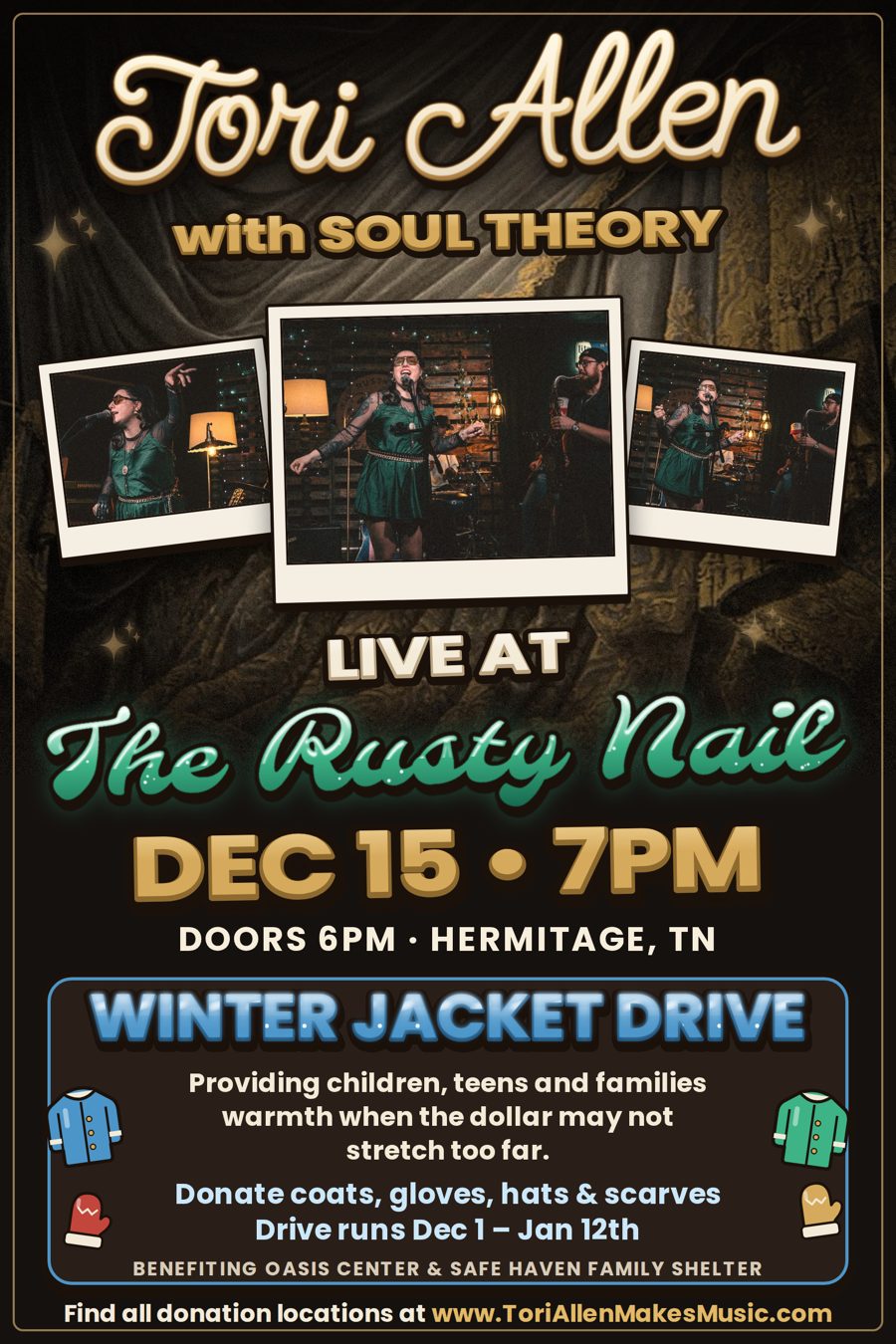 Winter Jacket Drive show flyer, Dec 15